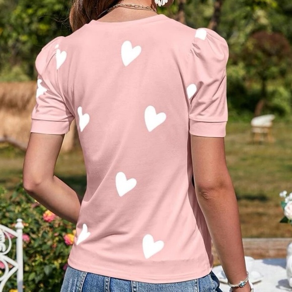 New heart print short sleeve top - Picture 4 of 5